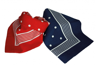 Viereck Halstuch Tuch Bandana Anker Dots 70x70cm maritim blau/rot 100% Baumwolle