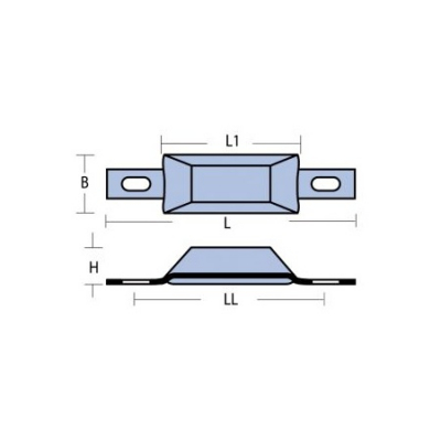 Rumpfanode eckig Magnesium Anode mit Lasche Opferanode Boot Anoden Rumpf vers Gr