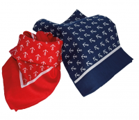 Viereck Halstuch Tuch Bandana Anker Dots 70x70cm maritim blau/rot 100% Baumwolle